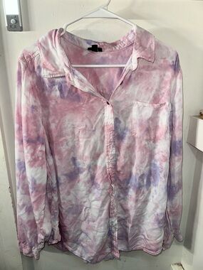 torrid Pink & Purple Tie-Dye Button-Front Shirt